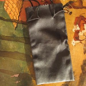 Black Leather Drawstring Pouch, 6.5" x 3.25"